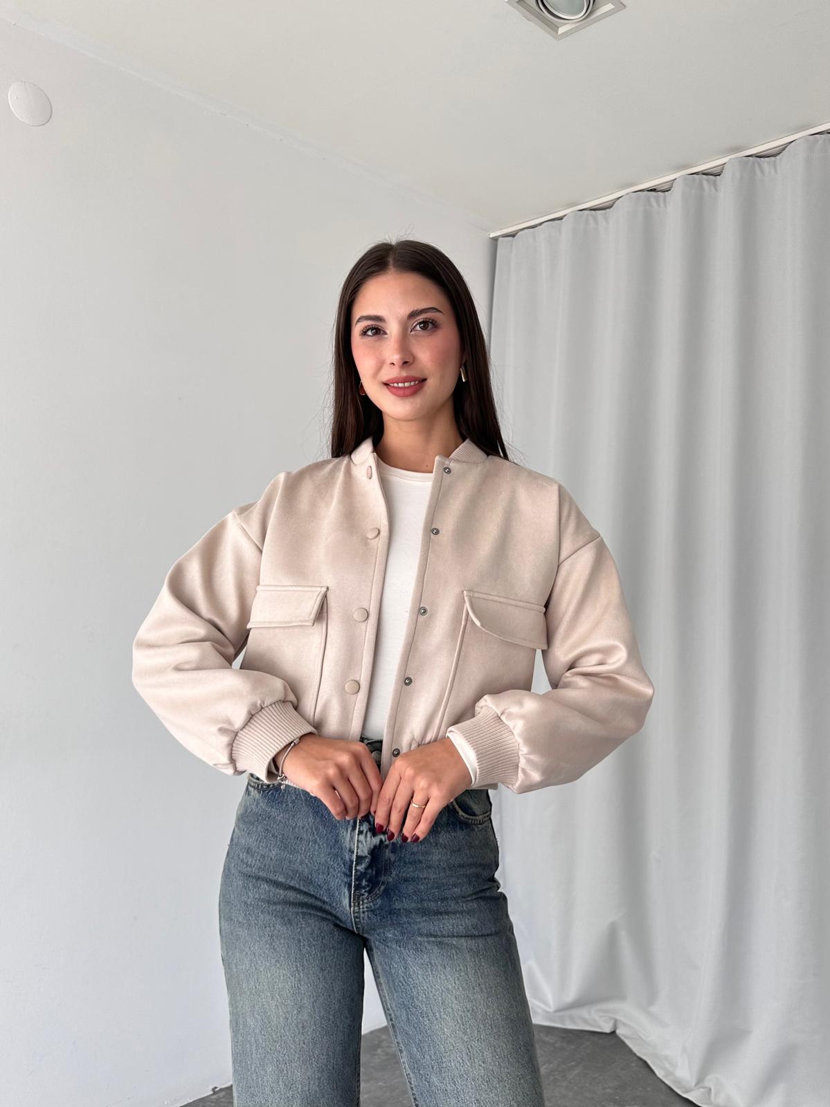 Süet Bomber Ceket (Taş Rengi) - Görsel 5