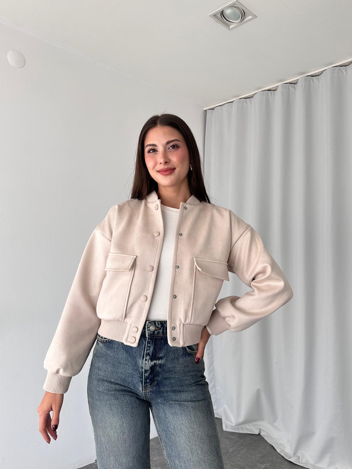 Süet Bomber Ceket (Taş Rengi) - Görsel 6