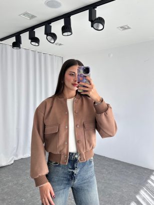 Süet Bomber Ceket (Kahverengi)