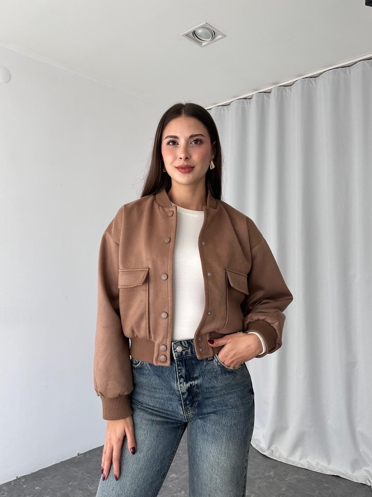 Süet Bomber Ceket (Kahverengi) - Görsel 5