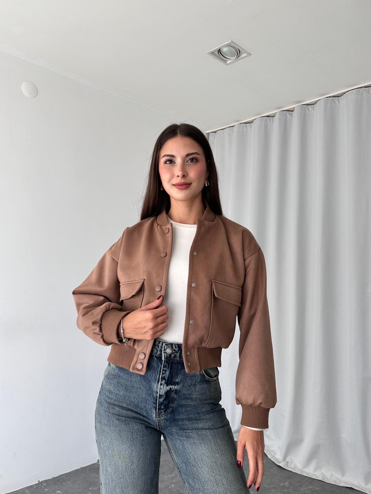 Süet Bomber Ceket (Kahverengi) - Görsel 10