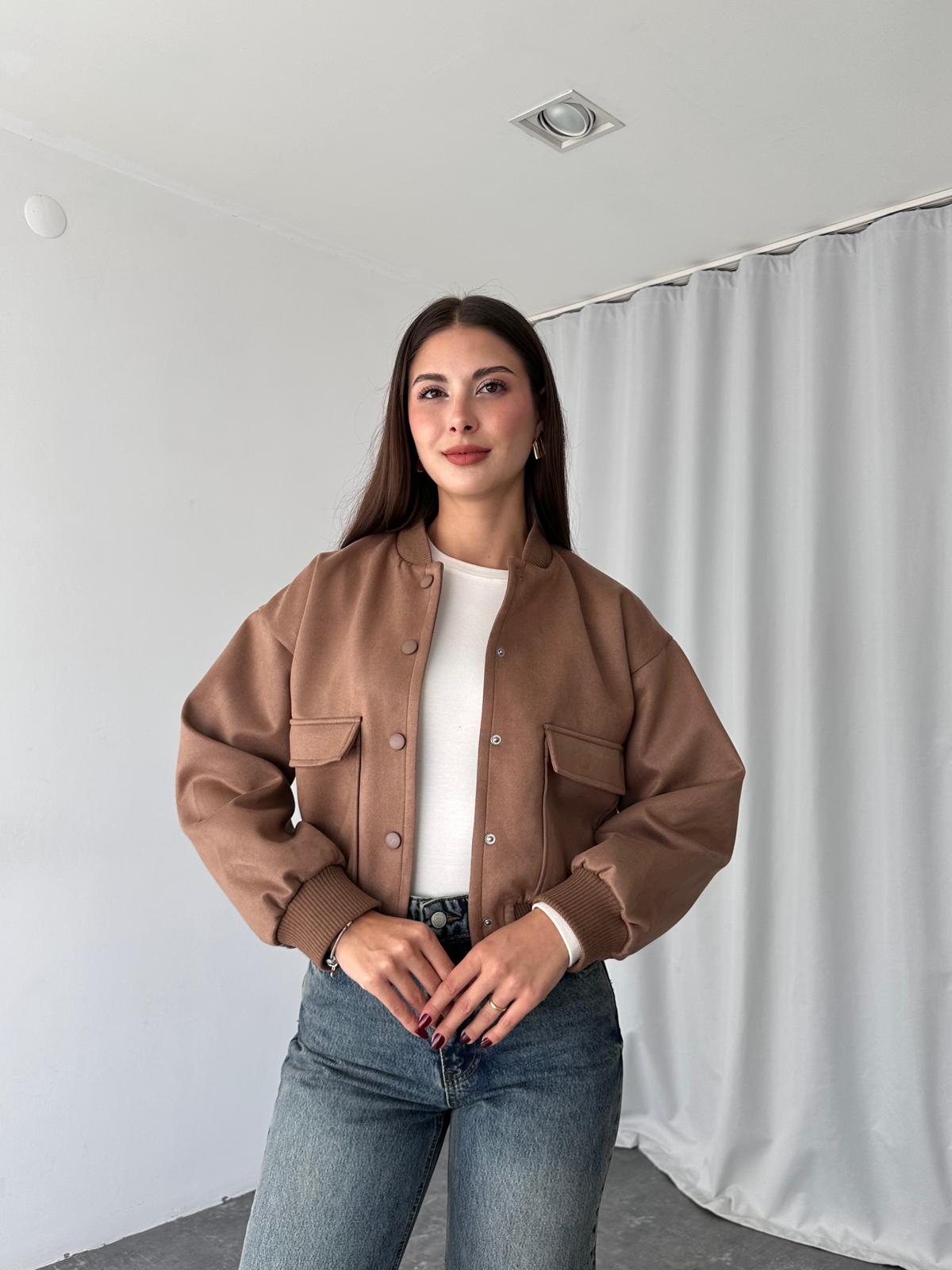 Süet Bomber Ceket (Kahverengi) - Görsel 11