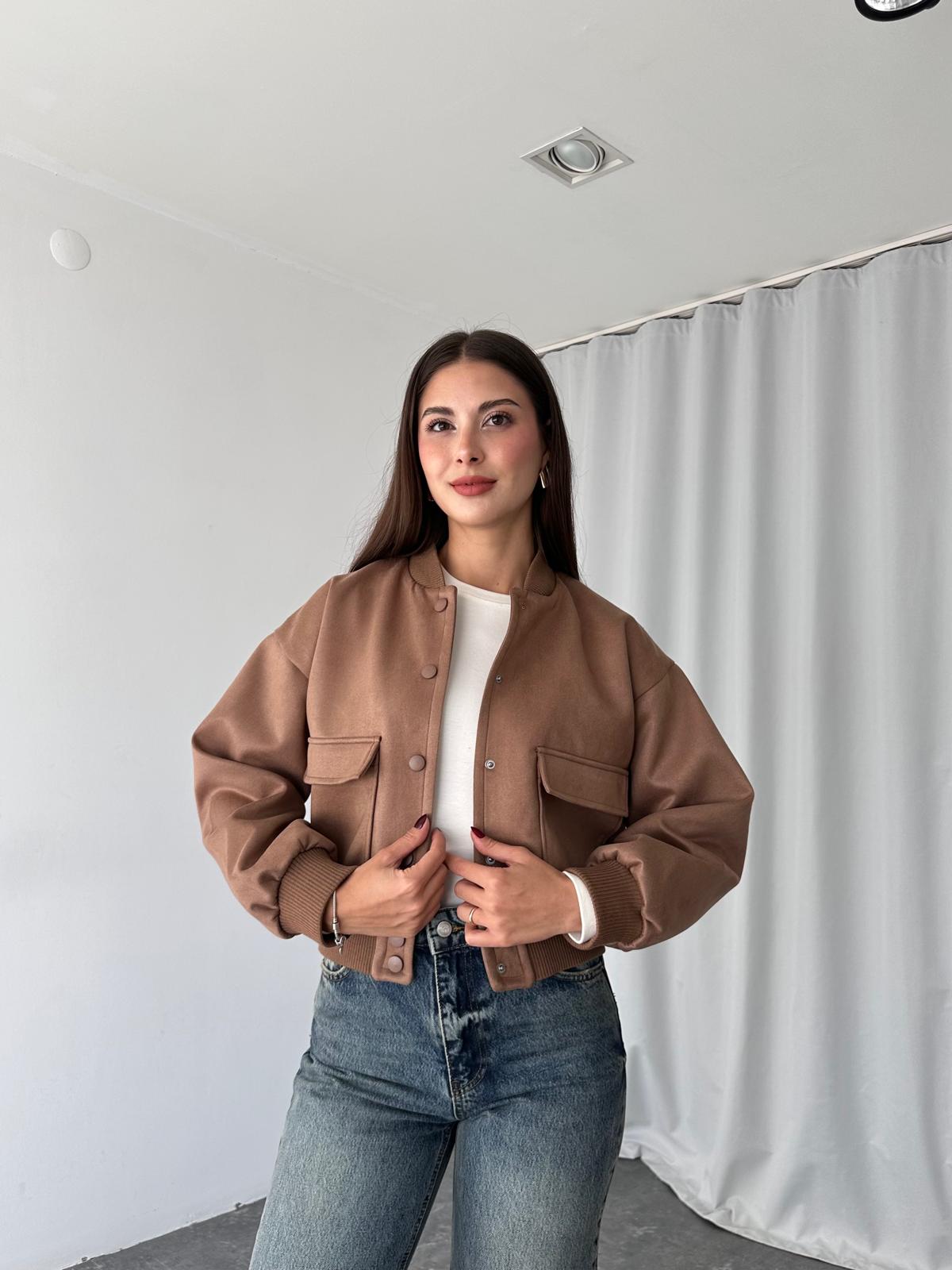 Süet Bomber Ceket (Kahverengi) - Görsel 12