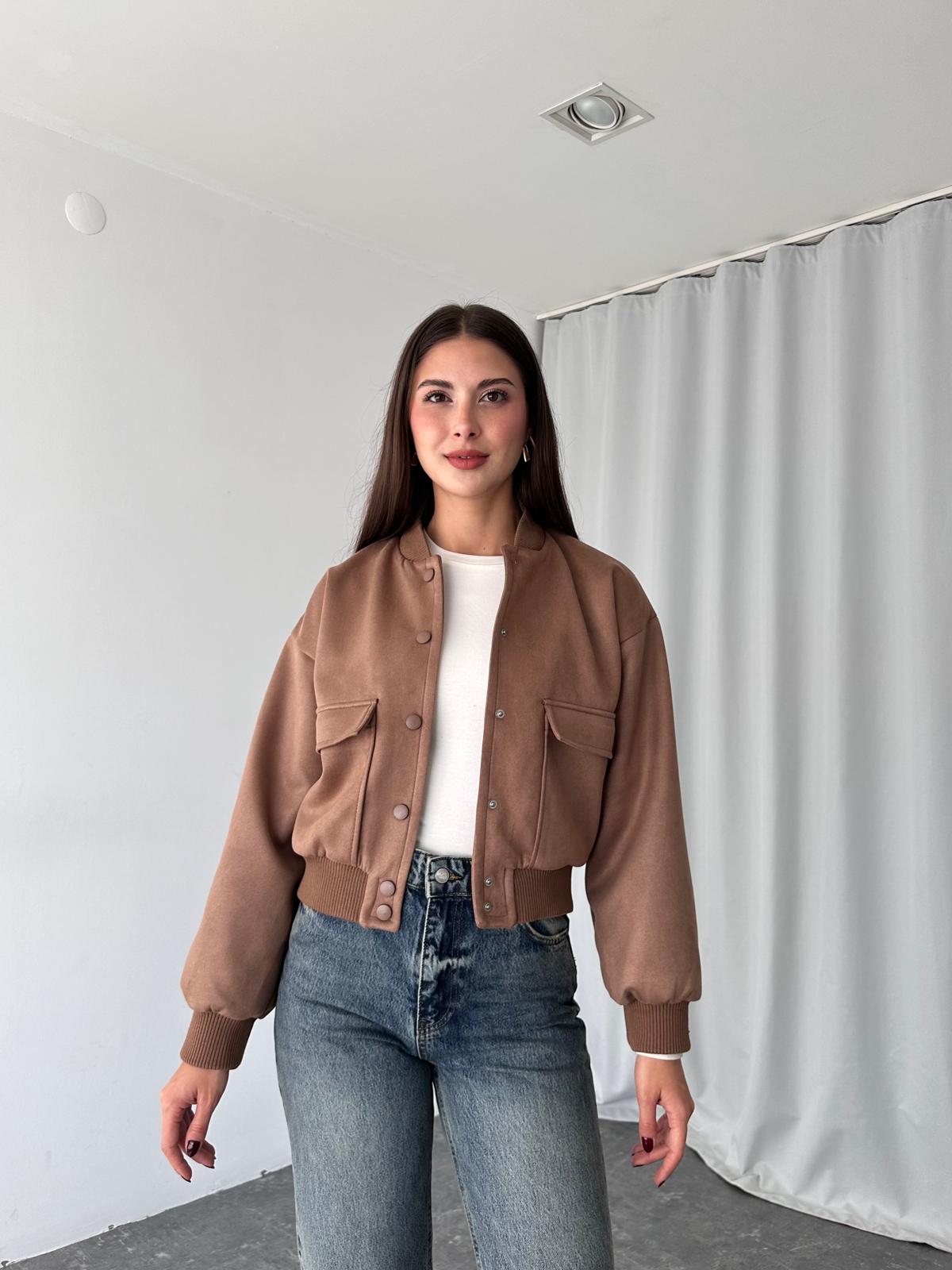 Süet Bomber Ceket (Kahverengi) - Görsel 6