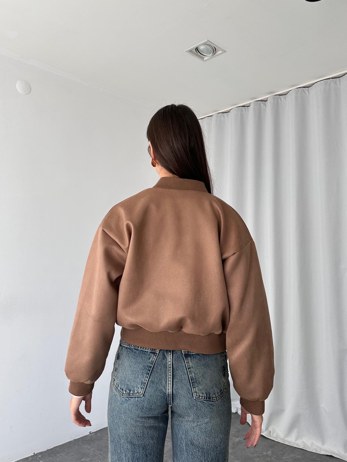 Süet Bomber Ceket (Kahverengi) - Görsel 8