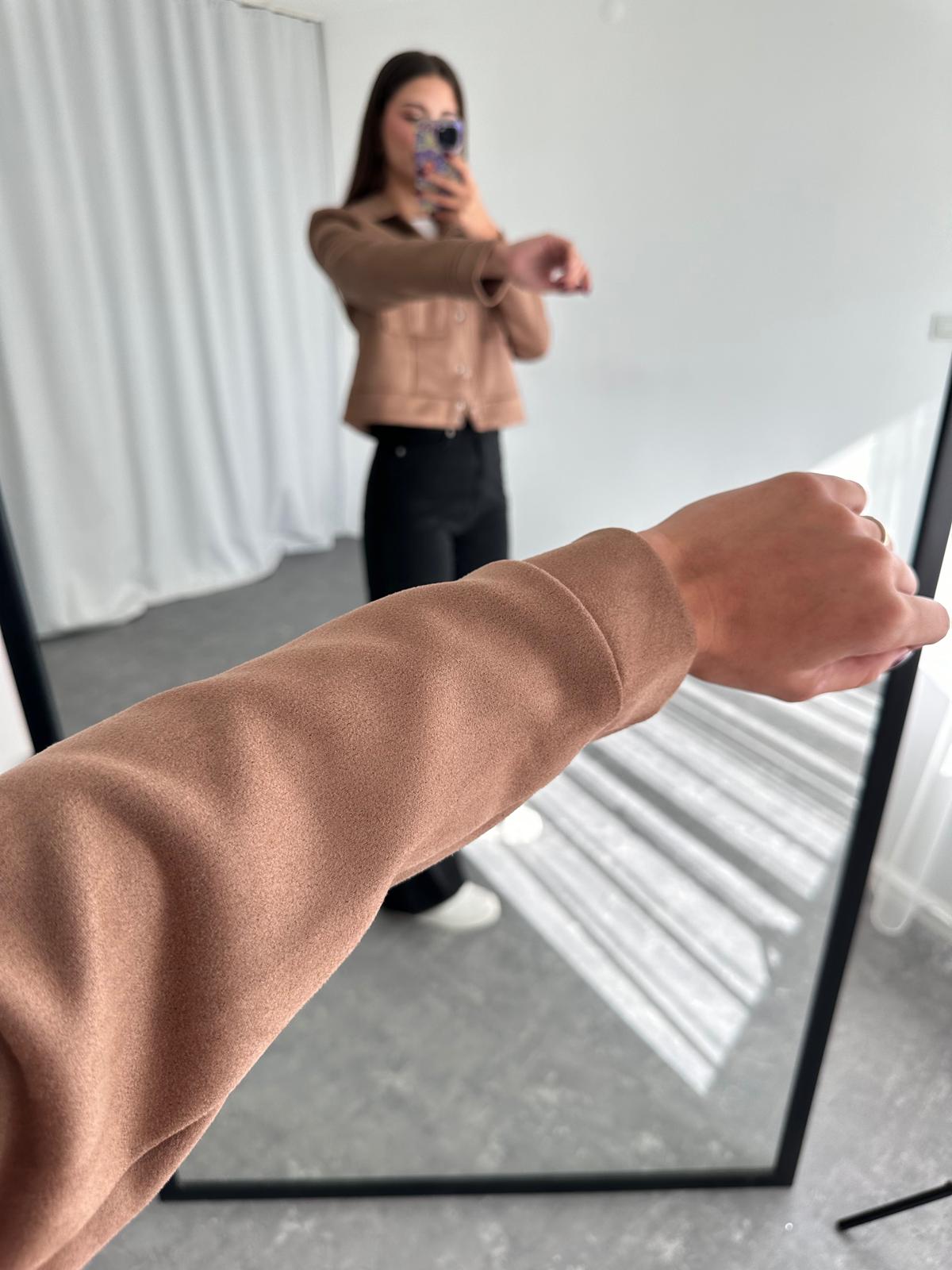 Süet Cep Detaylı Ceket (Kahverengi ) - Görsel 2