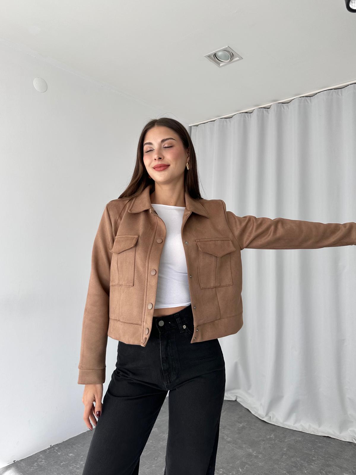 Süet Cep Detaylı Ceket (Kahverengi ) - Görsel 4