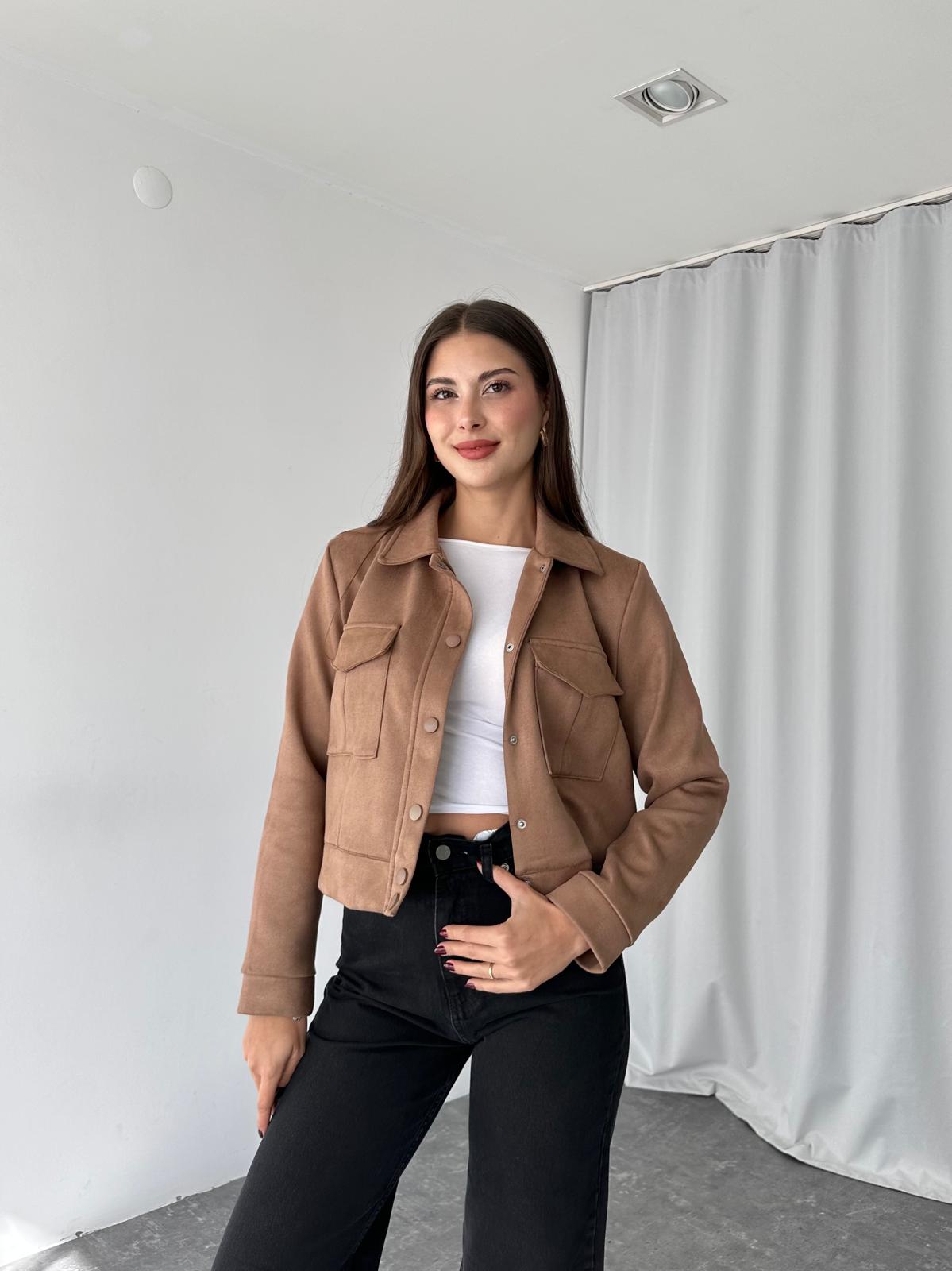 Süet Cep Detaylı Ceket (Kahverengi ) - Görsel 5