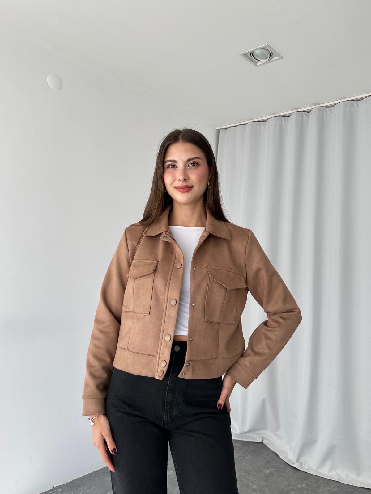 Süet Cep Detaylı Ceket (Kahverengi ) - Görsel 6