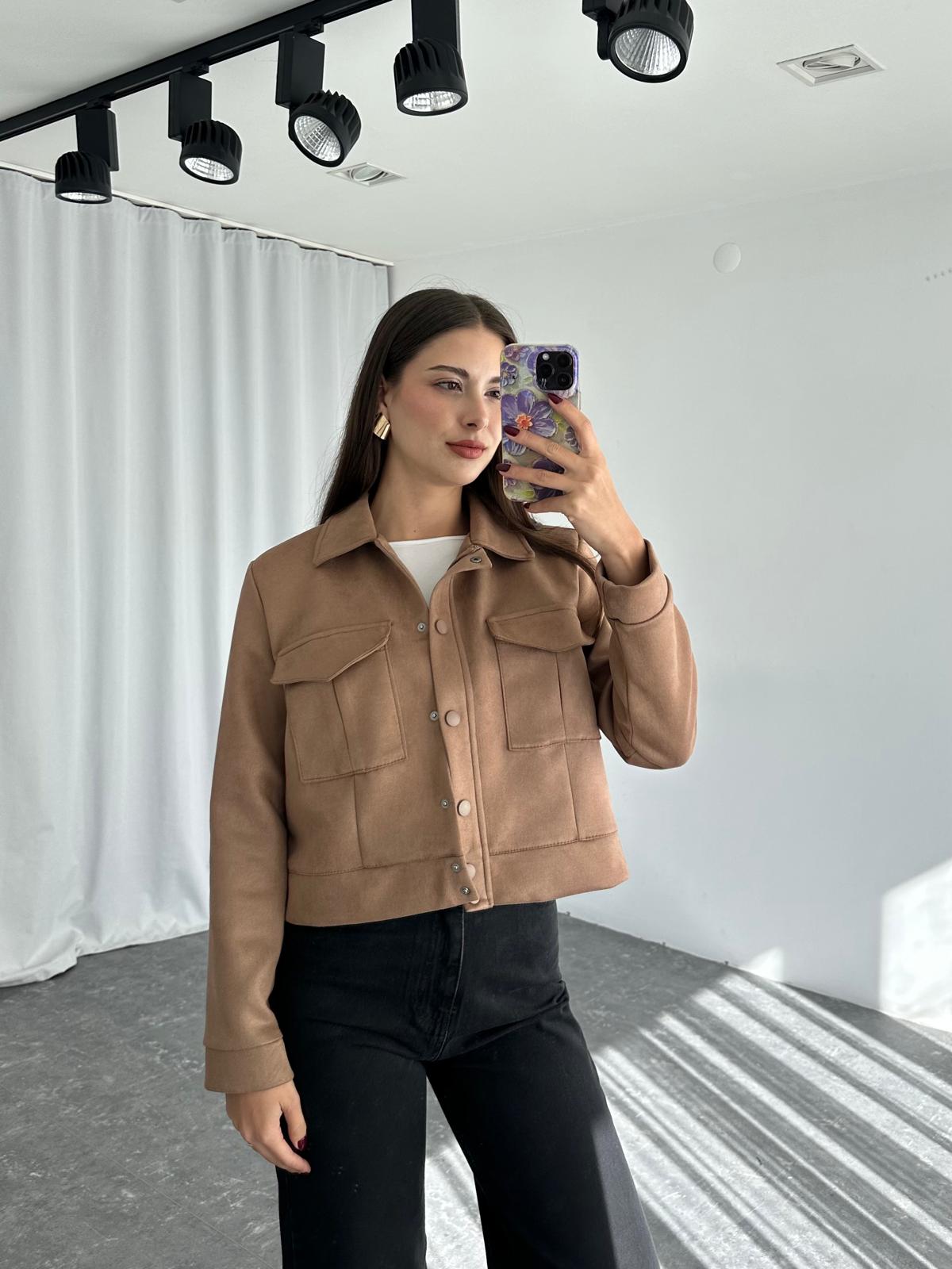 Süet Cep Detaylı Ceket (Kahverengi ) - Görsel 9