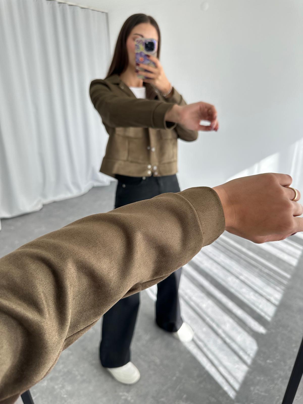 Süet Cep Detaylı Ceket (Haki) - Görsel 2