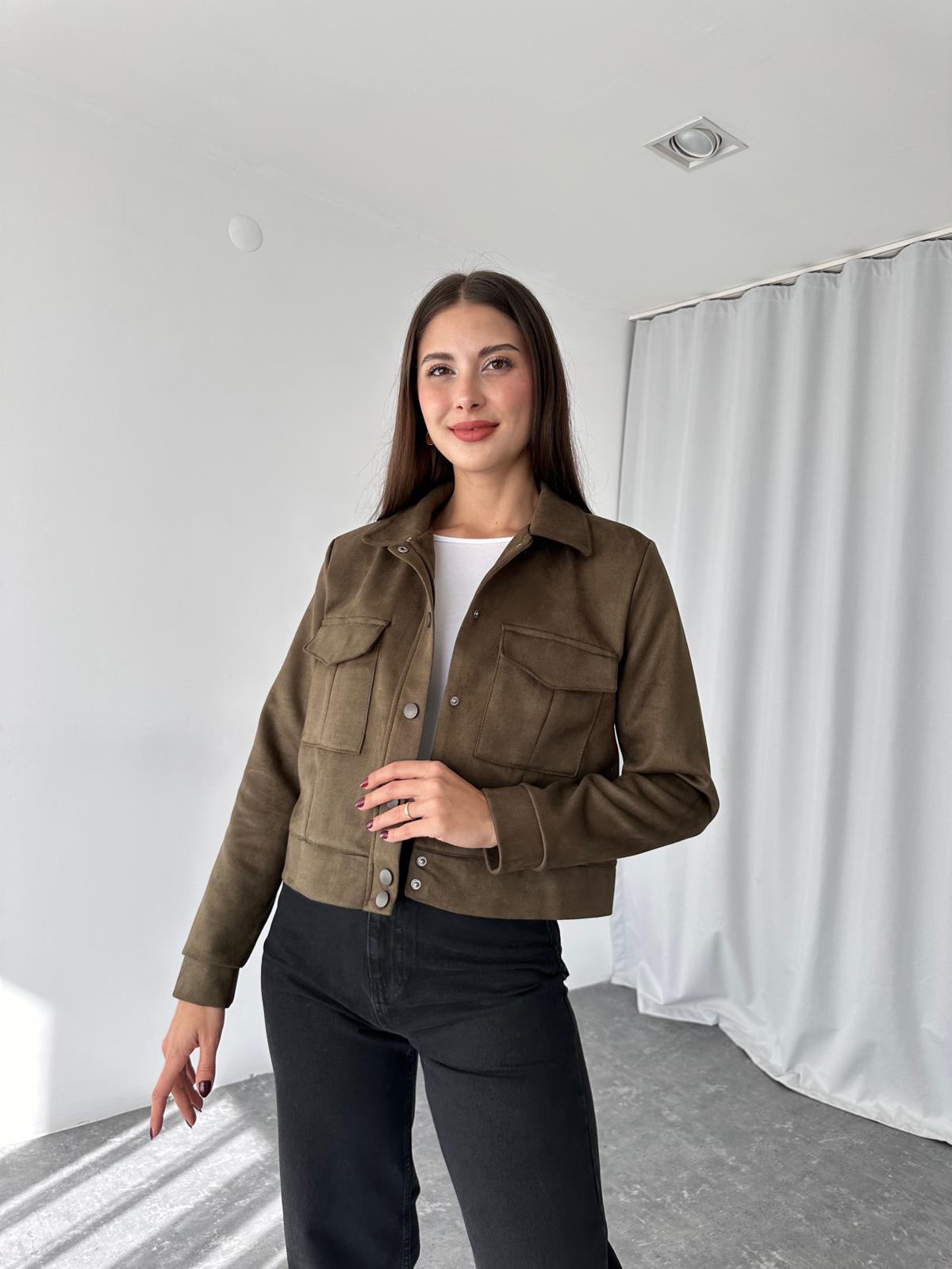 Süet Cep Detaylı Ceket (Haki) - Görsel 6