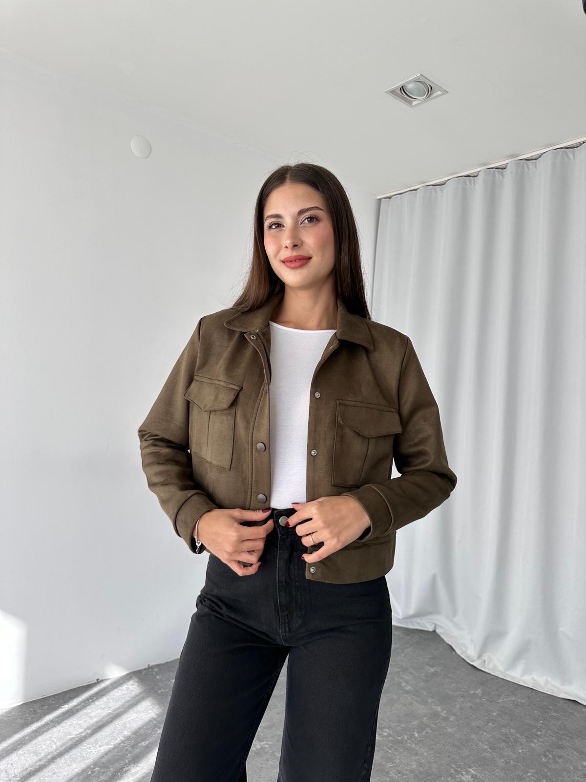 Süet Cep Detaylı Ceket (Haki) - Görsel 7