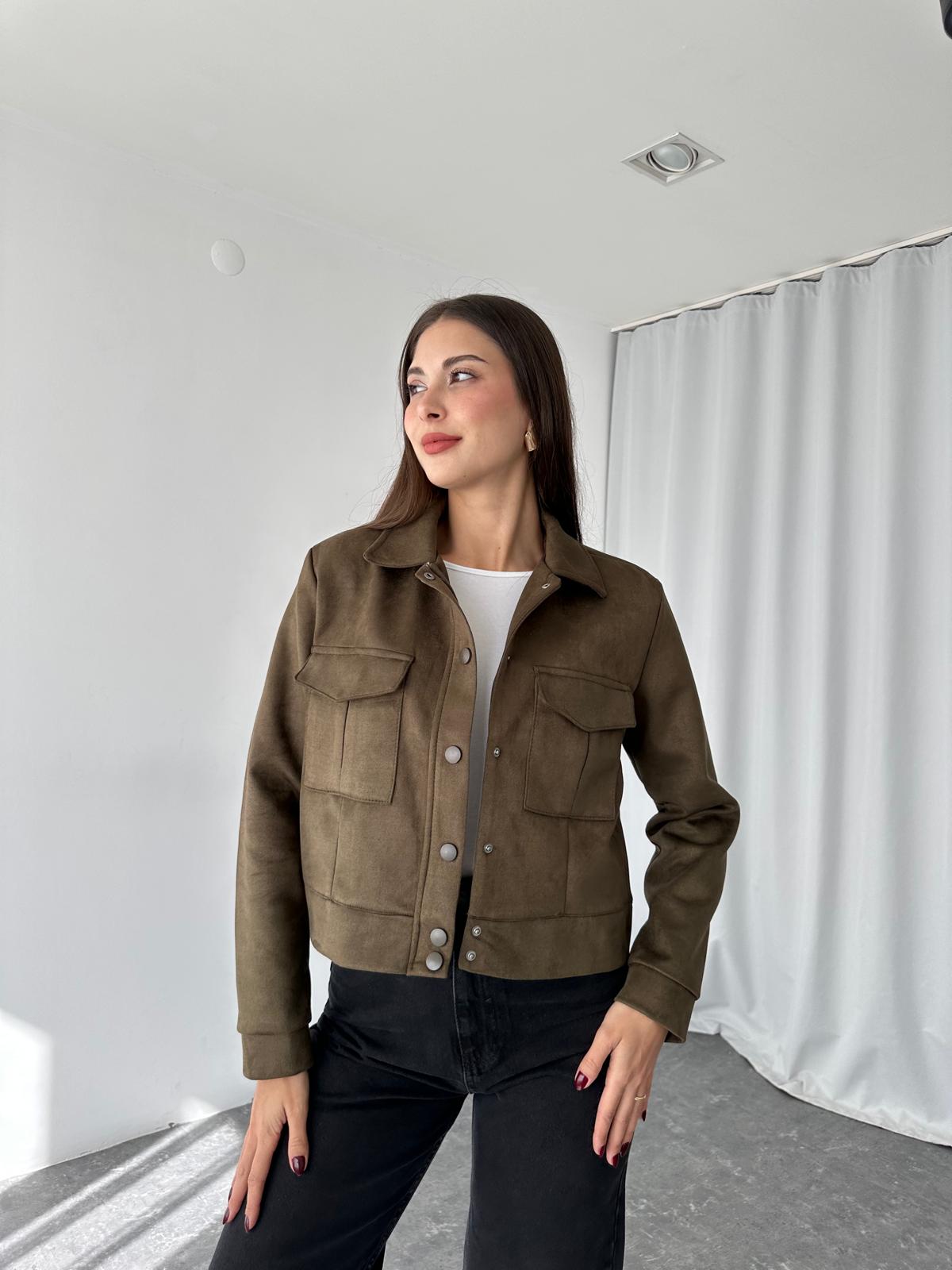 Süet Cep Detaylı Ceket (Haki) - Görsel 9