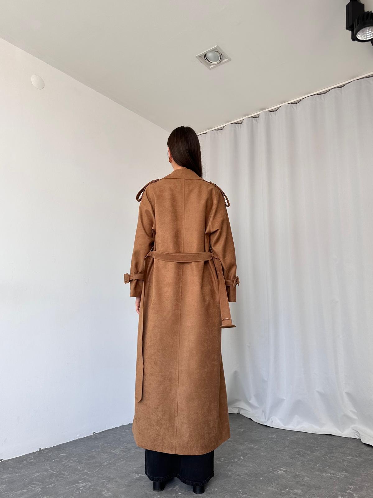 Kadın Camel Premium Süet Trençkot - Görsel 4