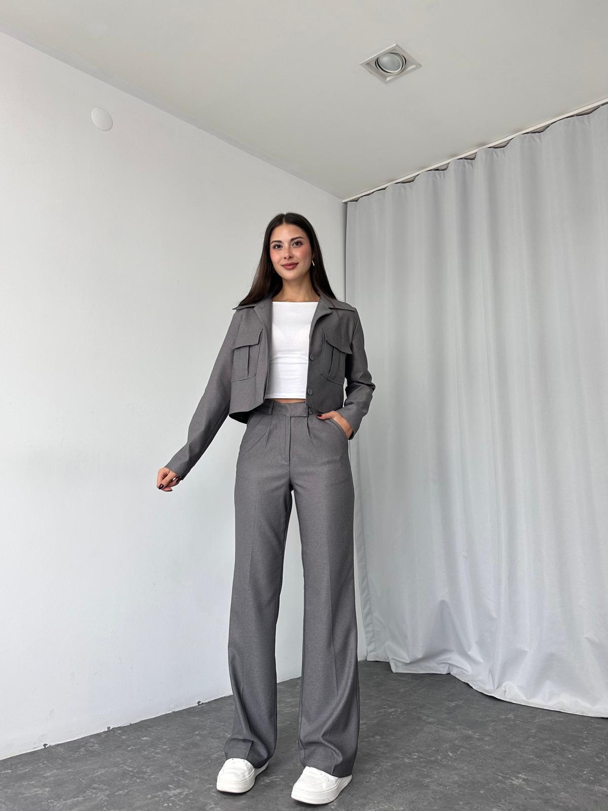 Kadın Füme Cara Ceket Pantolon Takım - Görsel 3