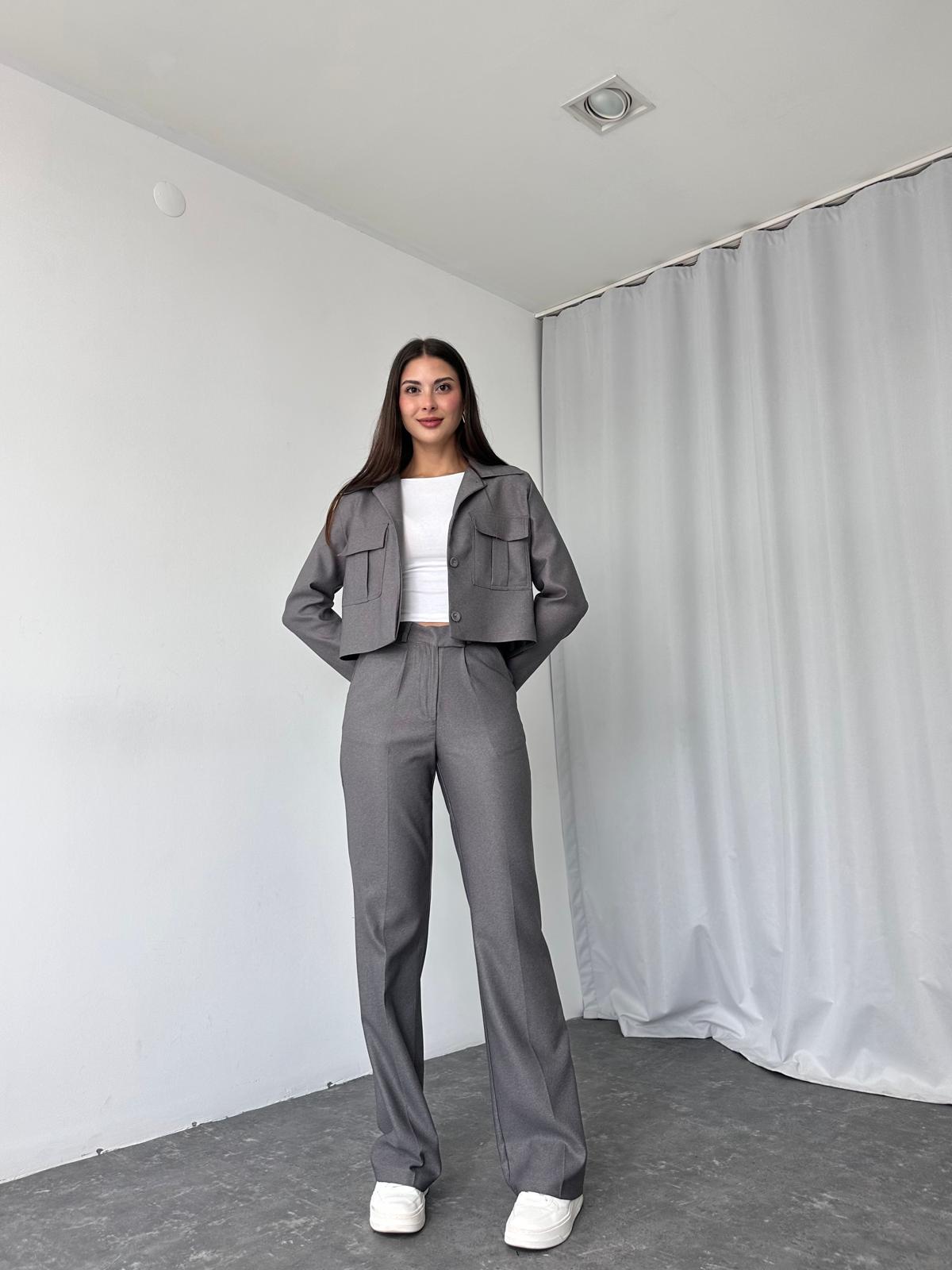 Kadın Füme Cara Ceket Pantolon Takım - Görsel 5