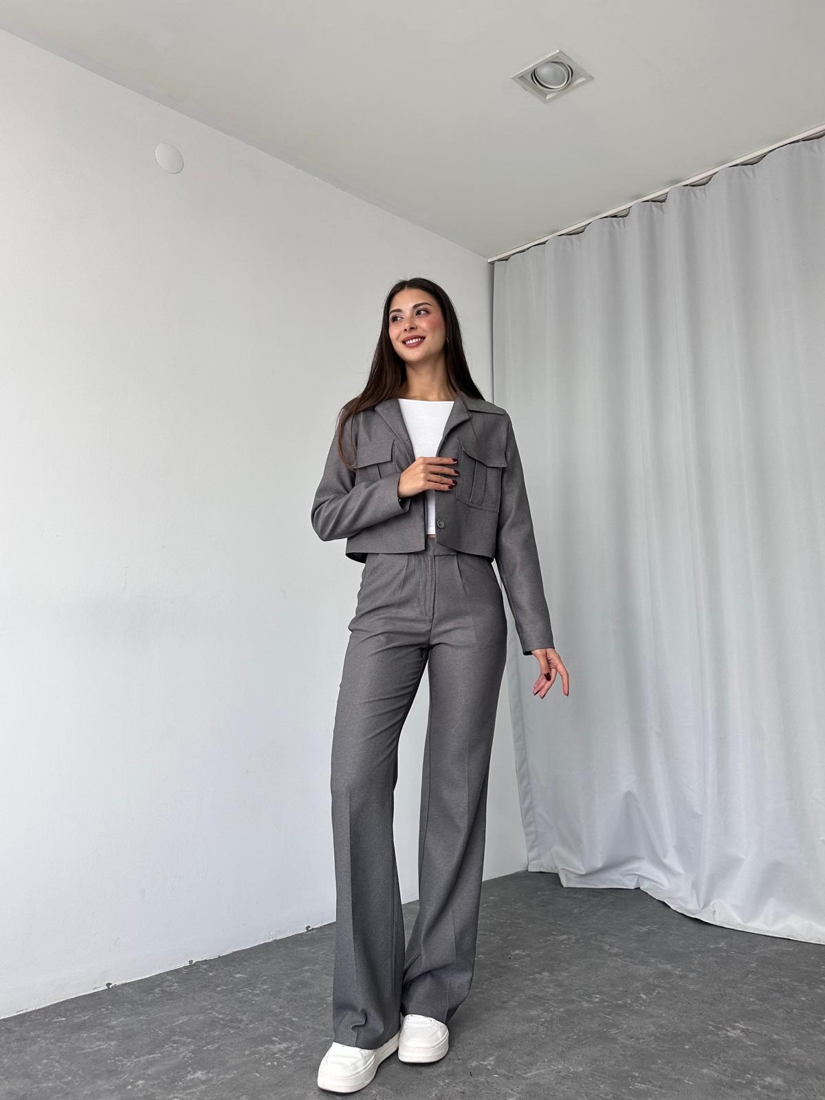 Kadın Füme Cara Ceket Pantolon Takım - Görsel 6