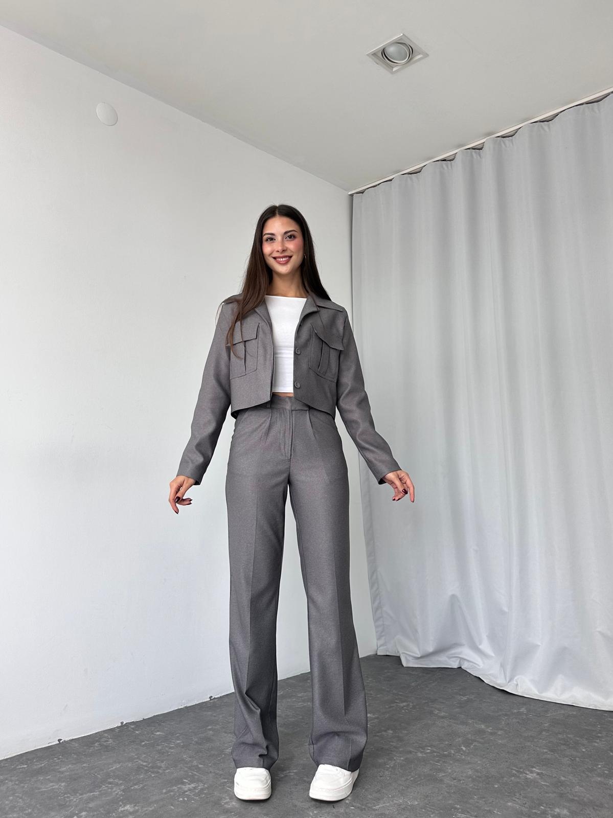 Kadın Füme Cara Ceket Pantolon Takım - Görsel 7