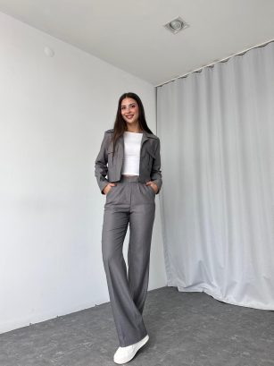 Kadın Füme Cara Ceket Pantolon Takım