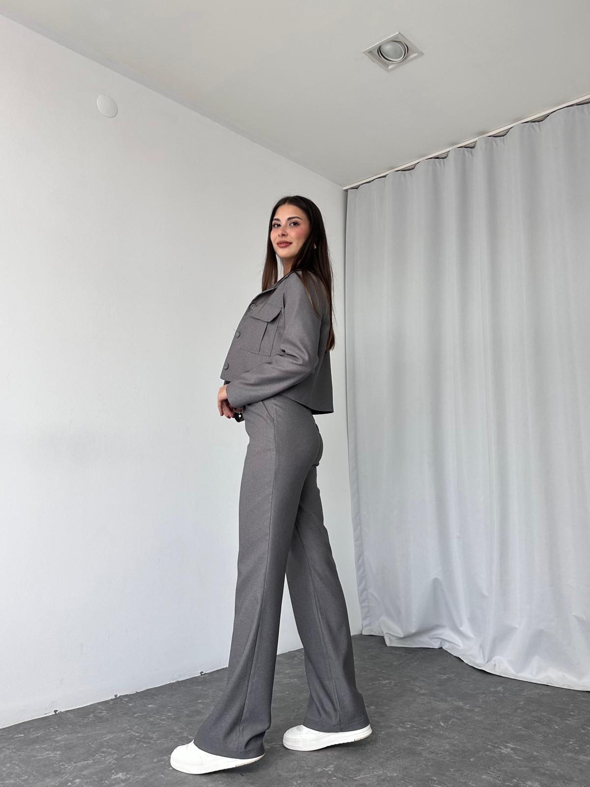 Kadın Füme Cara Ceket Pantolon Takım - Görsel 8