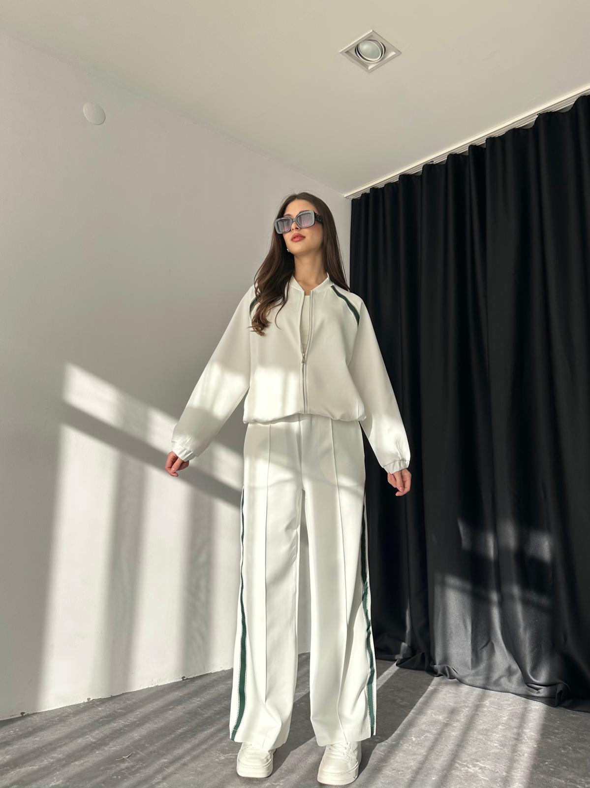 Kadın Yeşil Şeritli Eşofman Takımı - Görsel 5