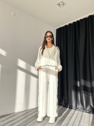 Kadın Kahverengi Şeritli Eşofman Takımı