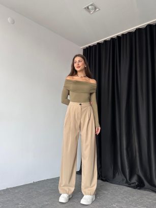 Kadın Krem Juno Plazzo Pantolon