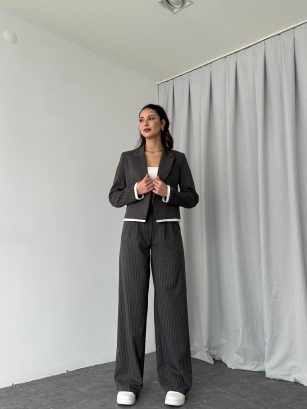 Kadın Füme Sera Çizgili Takım