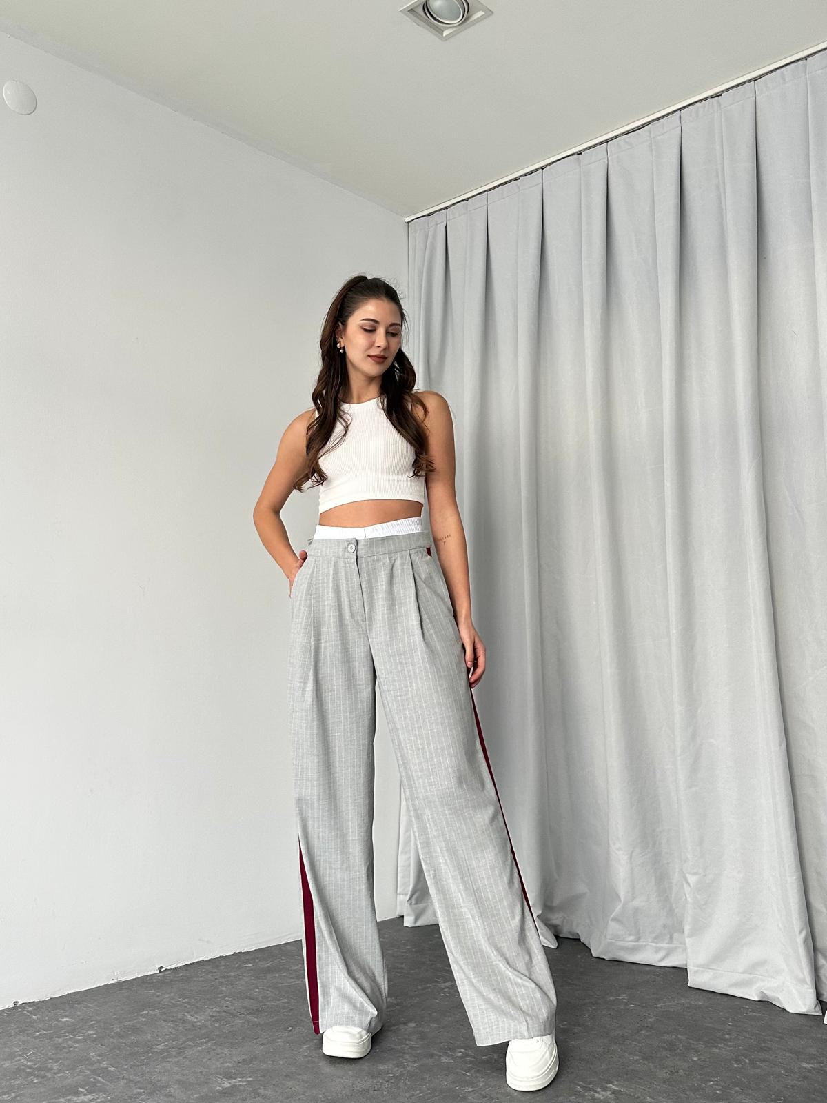 Kadın Gri Bel Detaylı Pantolon - Görsel 2