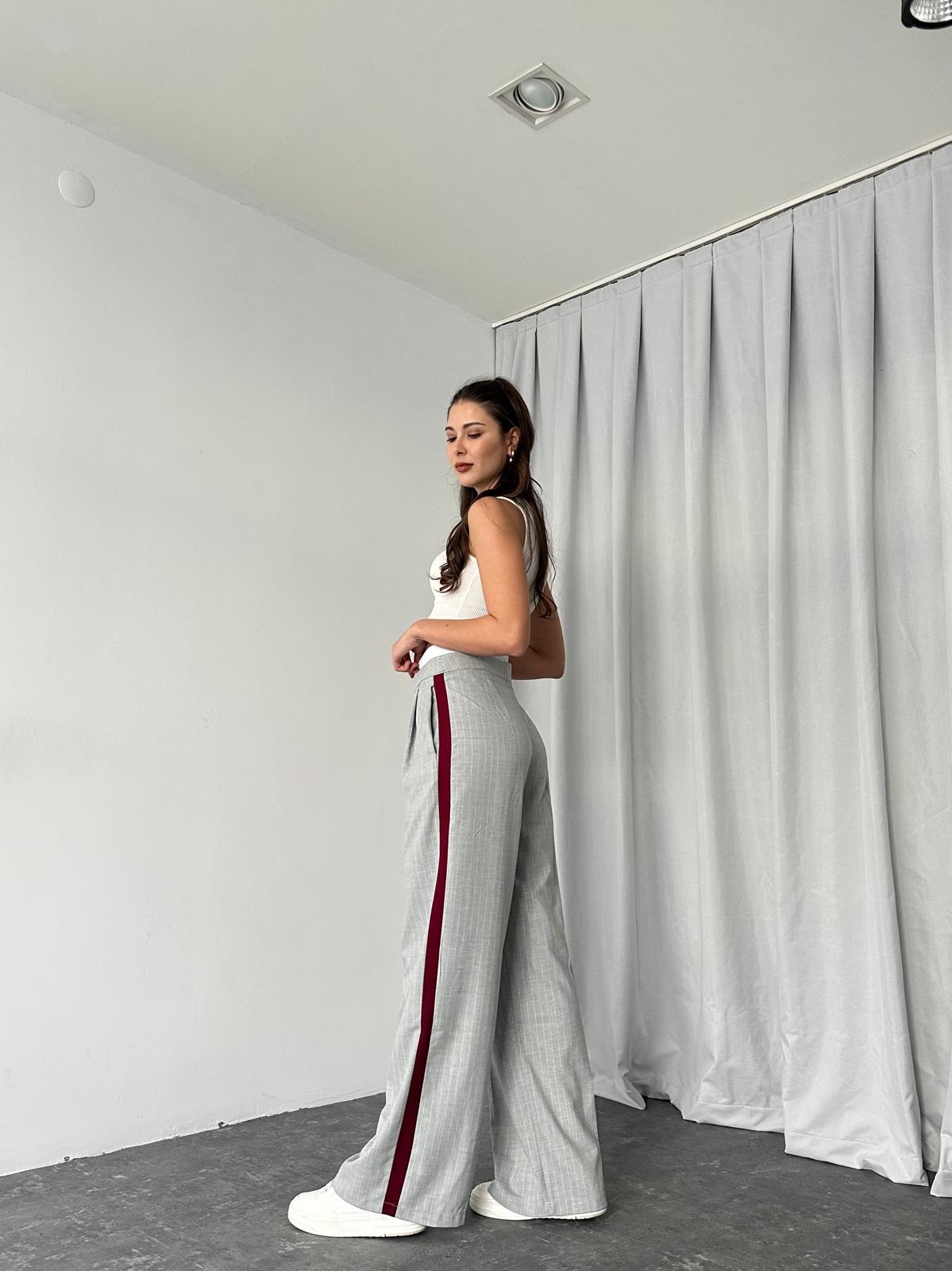 Kadın Gri Bel Detaylı Pantolon - Görsel 4