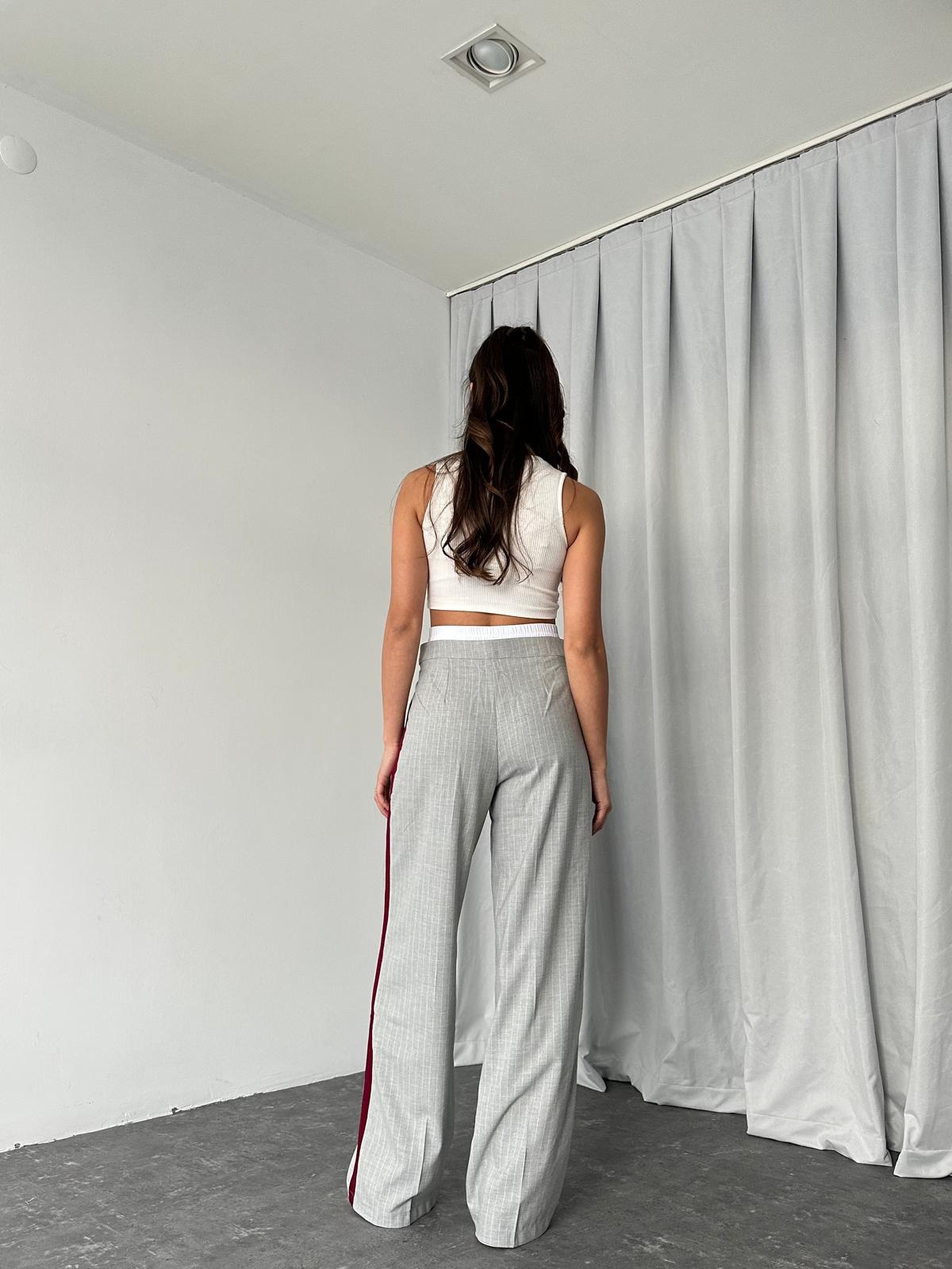 Kadın Gri Bel Detaylı Pantolon - Görsel 5