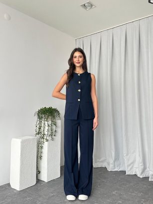 Kadın Lacivert Agnes Yelekli Takım