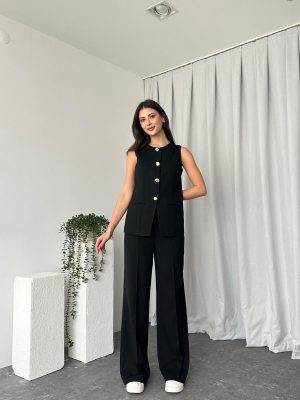 Kadın Siyah Agnes Yelekli Takım