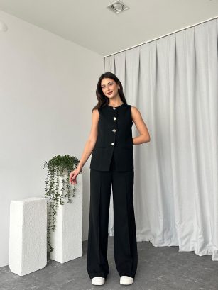 Kadın Siyah Agnes Yelekli Takım