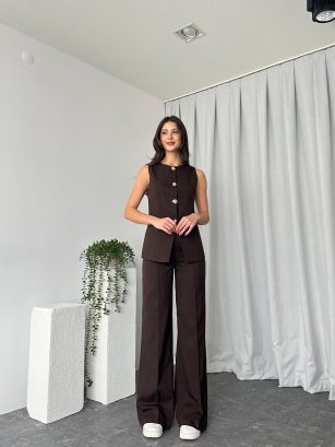 Kadın Kahverengi Agnes Yelekli Takım