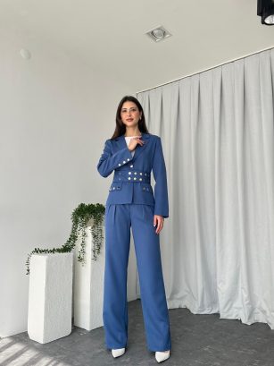 Kadın Mavi Astrid Ceket Pantolon Takım