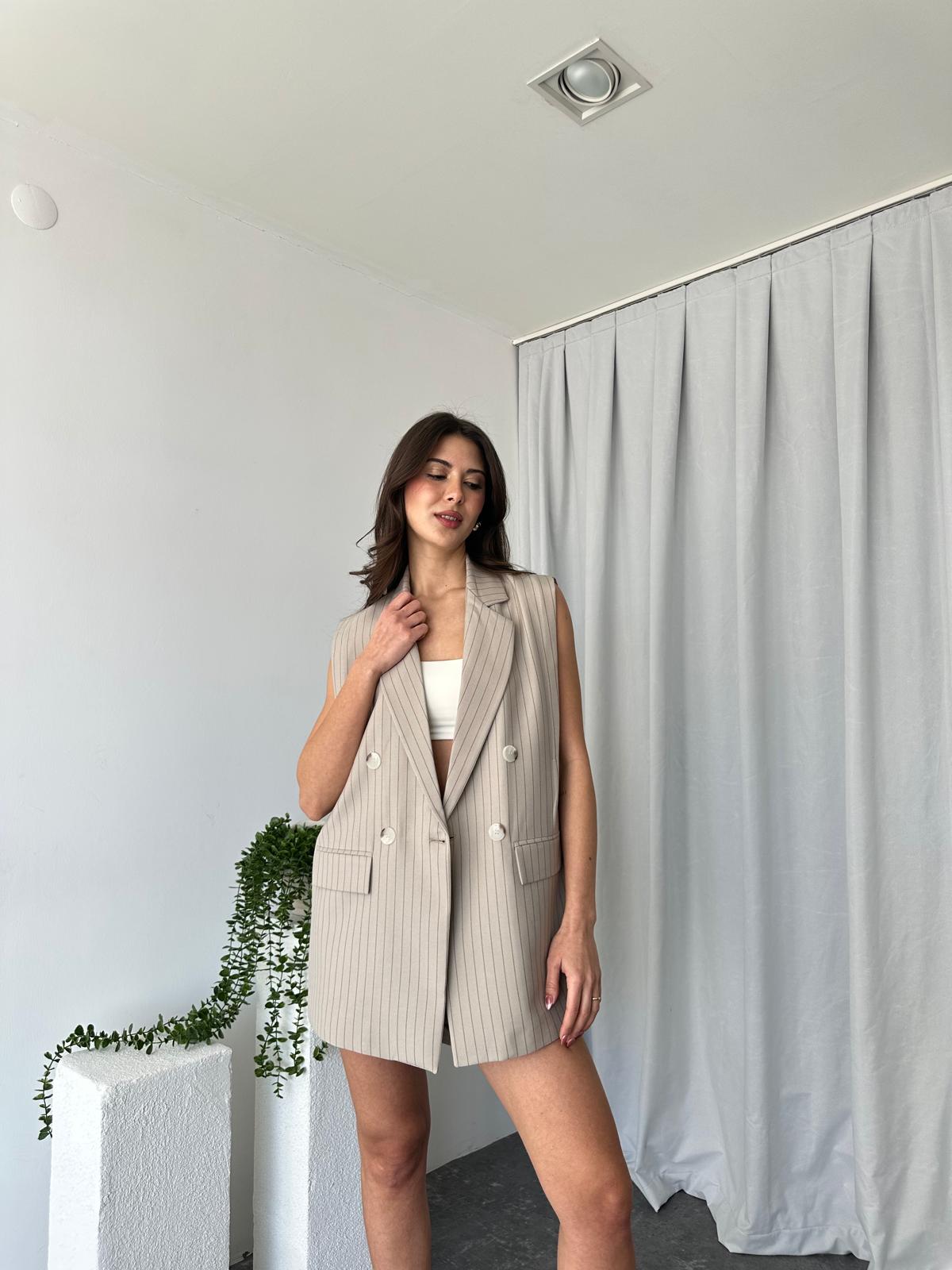 Kadın Amelia Çizgili Uzun Yelek - Görsel 6