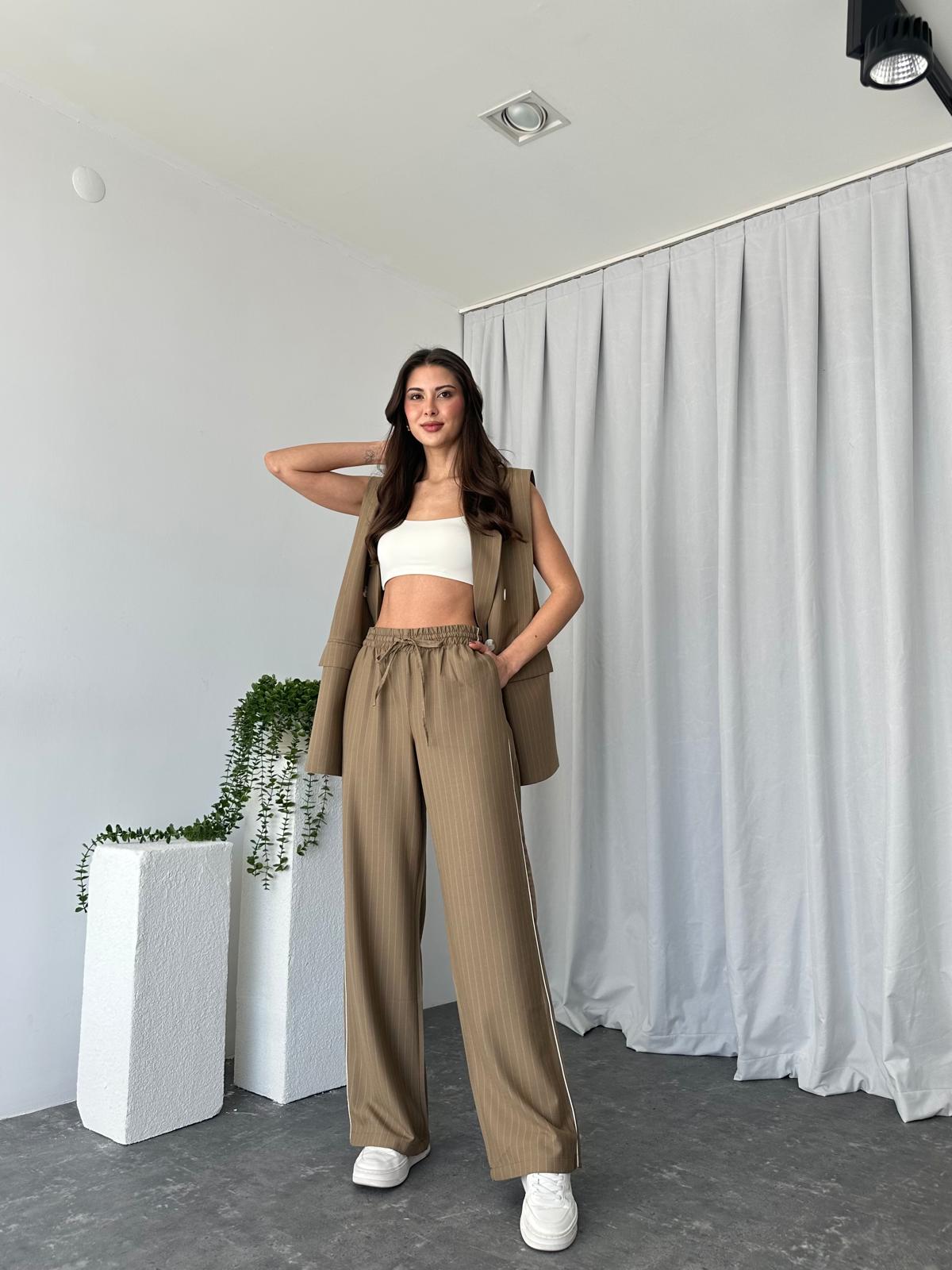 Kadın Amelia Vizon Yelek Pantolon Takım - Görsel 3