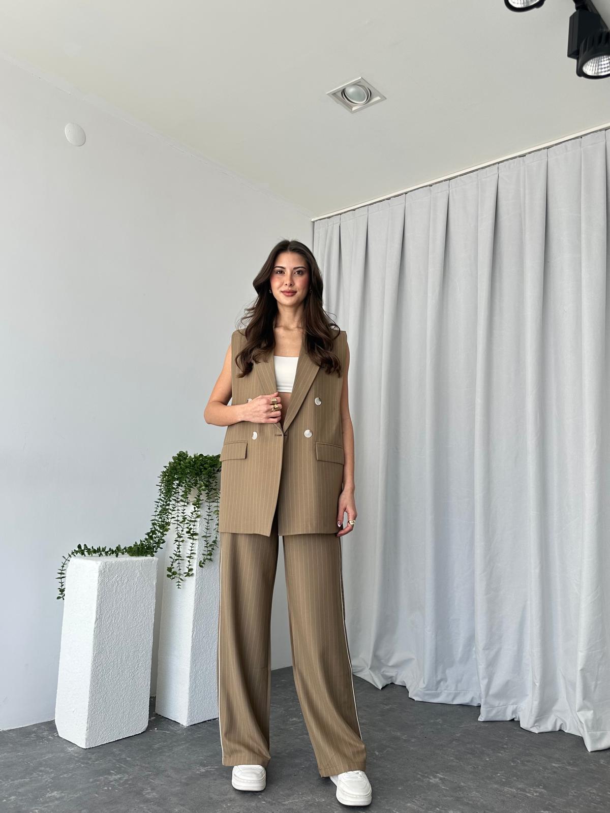 Kadın Amelia Vizon Yelek Pantolon Takım - Görsel 5