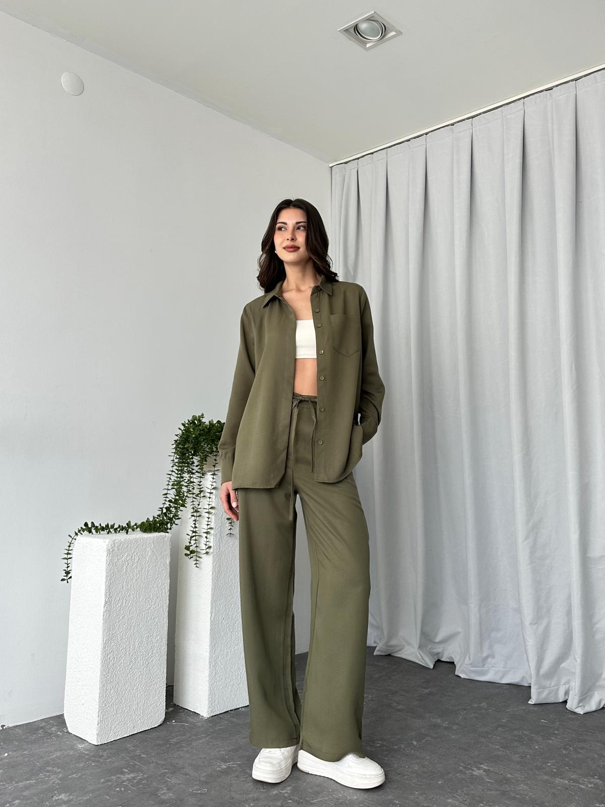 Kadın Emma Haki Gömlek Takım - Görsel 8