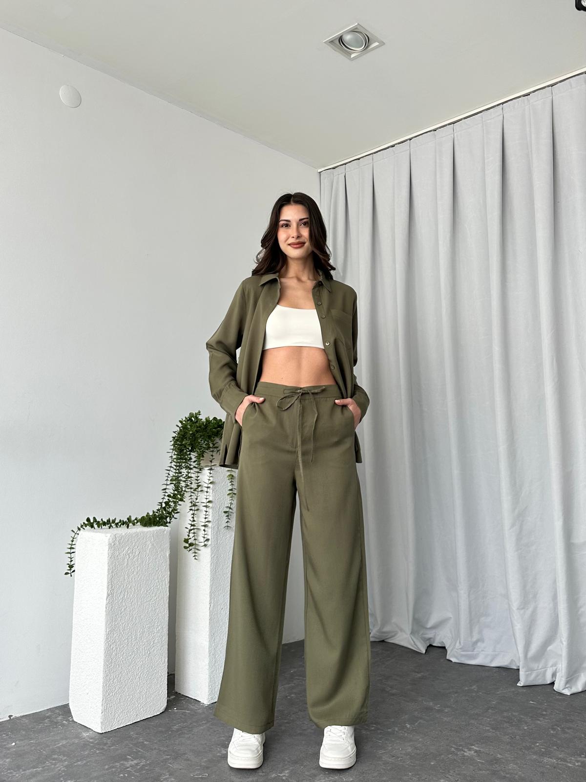 Kadın Emma Haki Gömlek Takım - Görsel 9