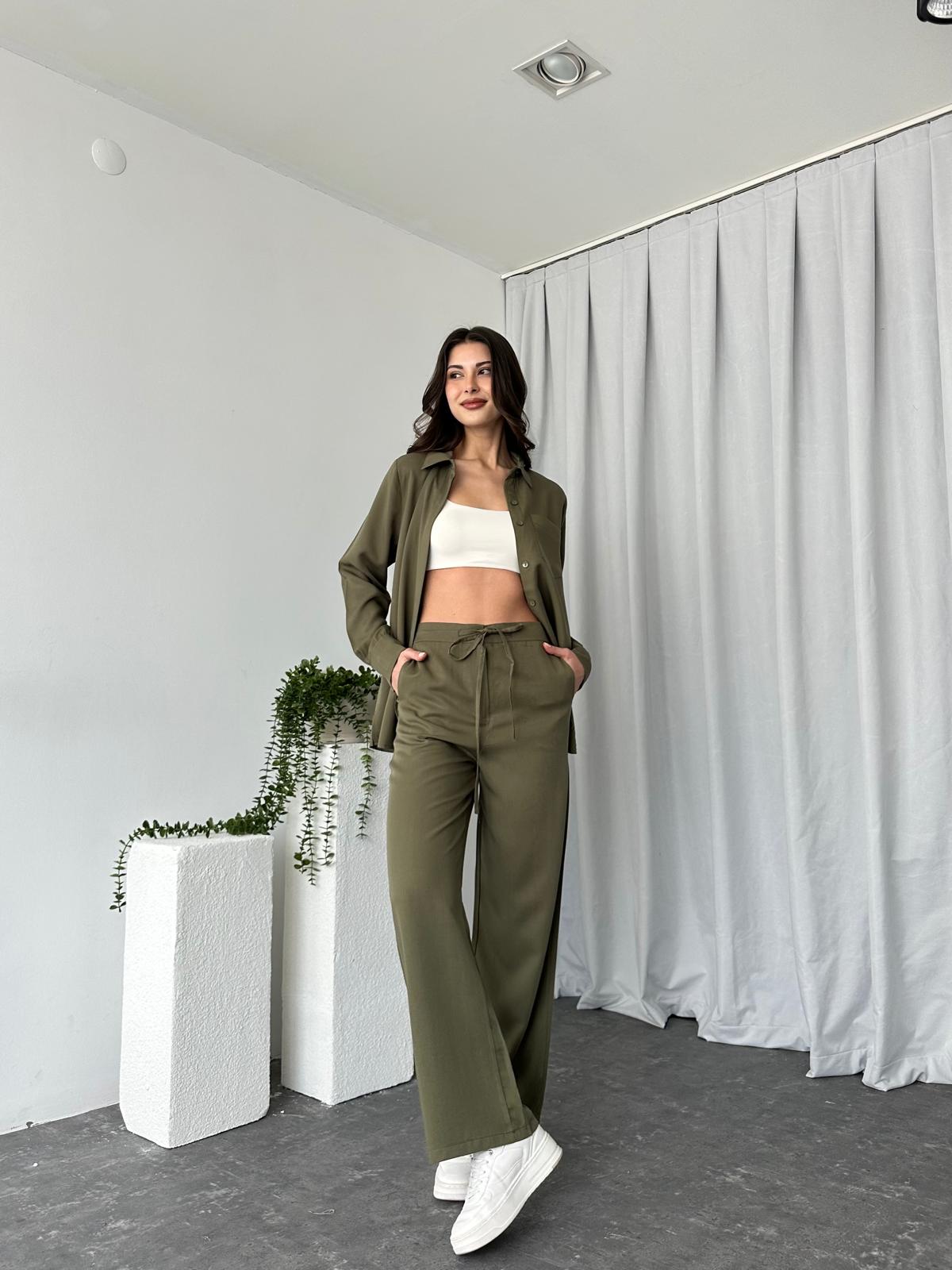 Kadın Emma Haki Gömlek Takım - Görsel 10