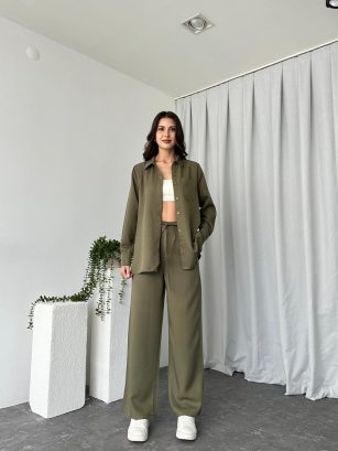 Kadın Emma Haki Gömlek Takım