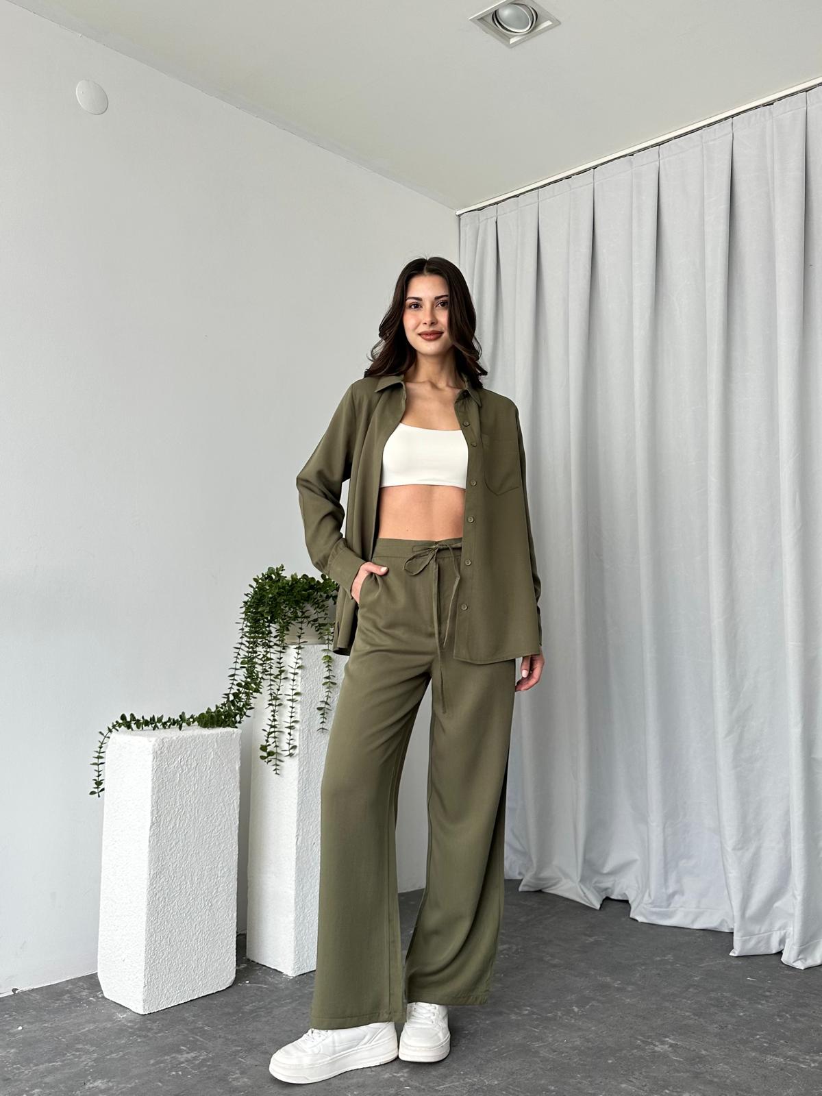 Kadın Emma Haki Gömlek Takım - Görsel 2