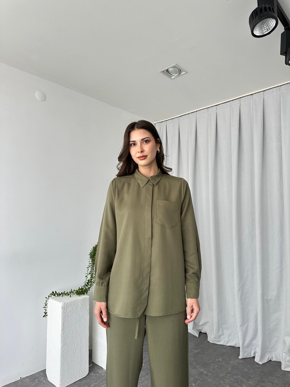 Kadın Emma Haki Gömlek Takım - Görsel 5