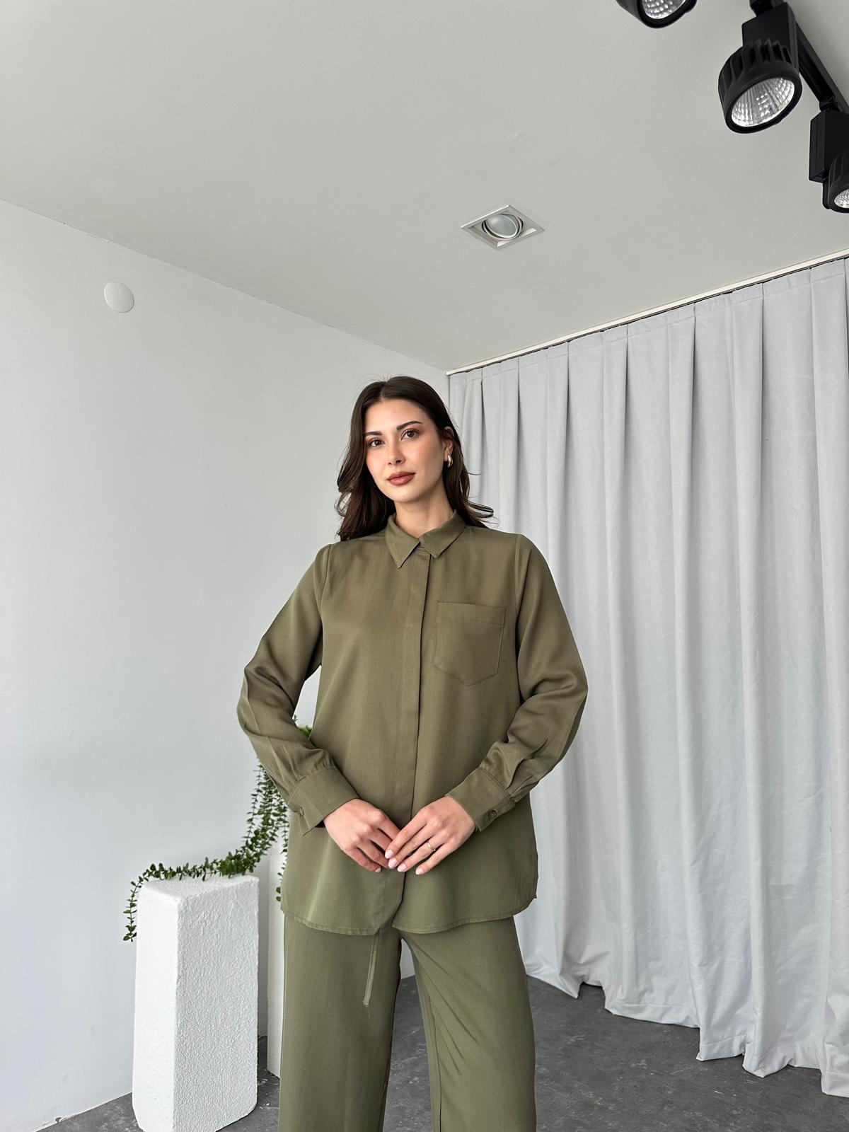 Kadın Emma Haki Gömlek Takım - Görsel 6