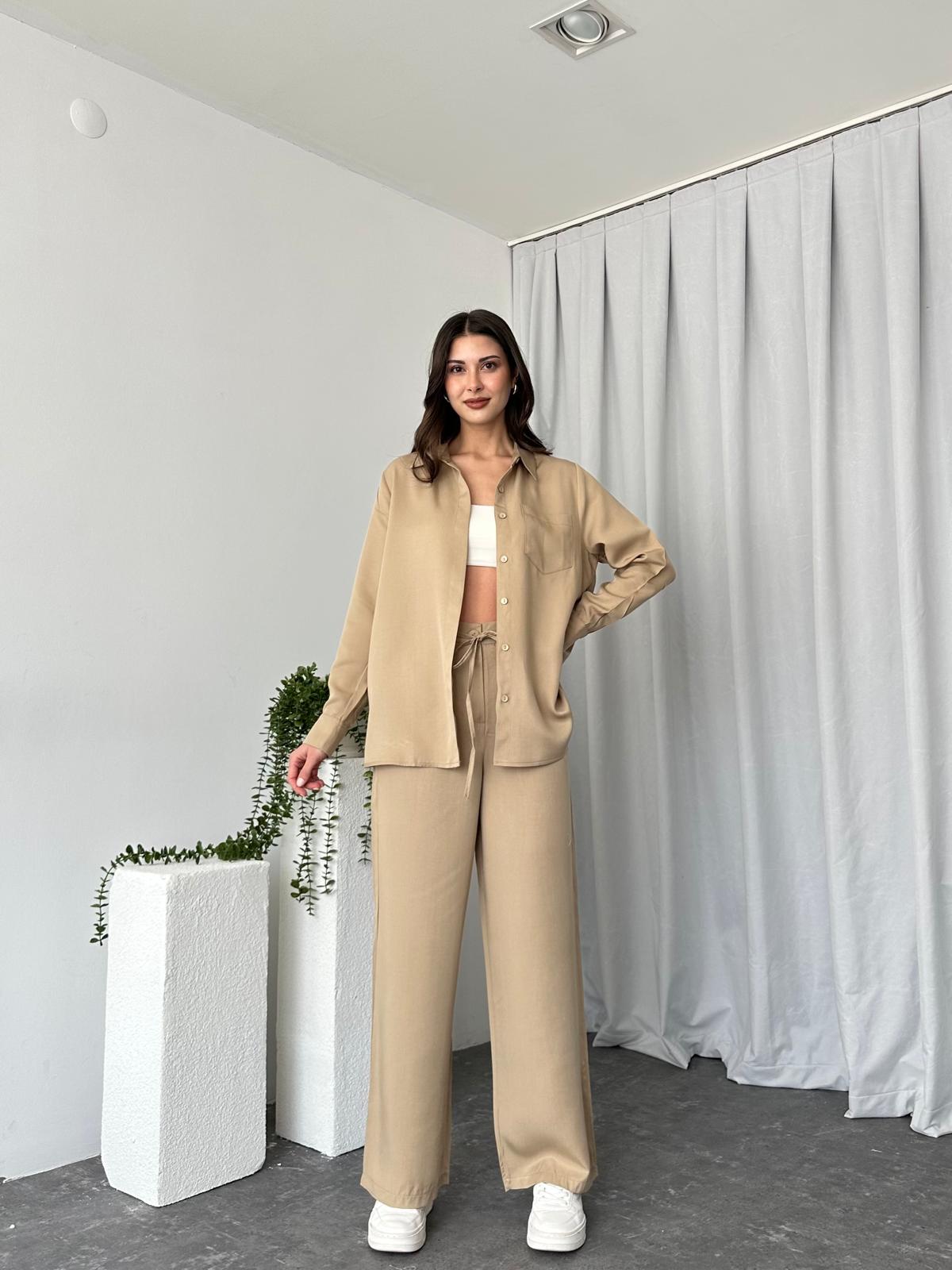 Kadın Emma Krem Gömlek Takım - Görsel 2