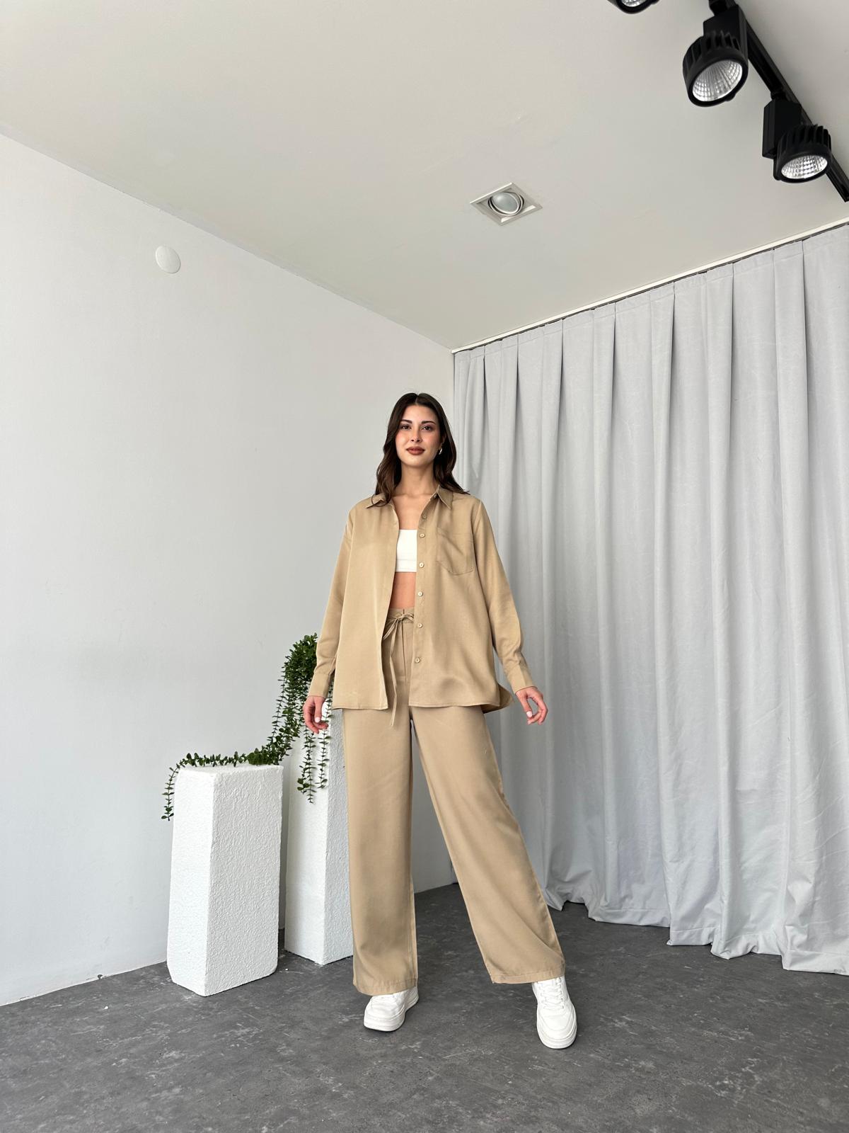 Kadın Emma Krem Gömlek Takım - Görsel 3