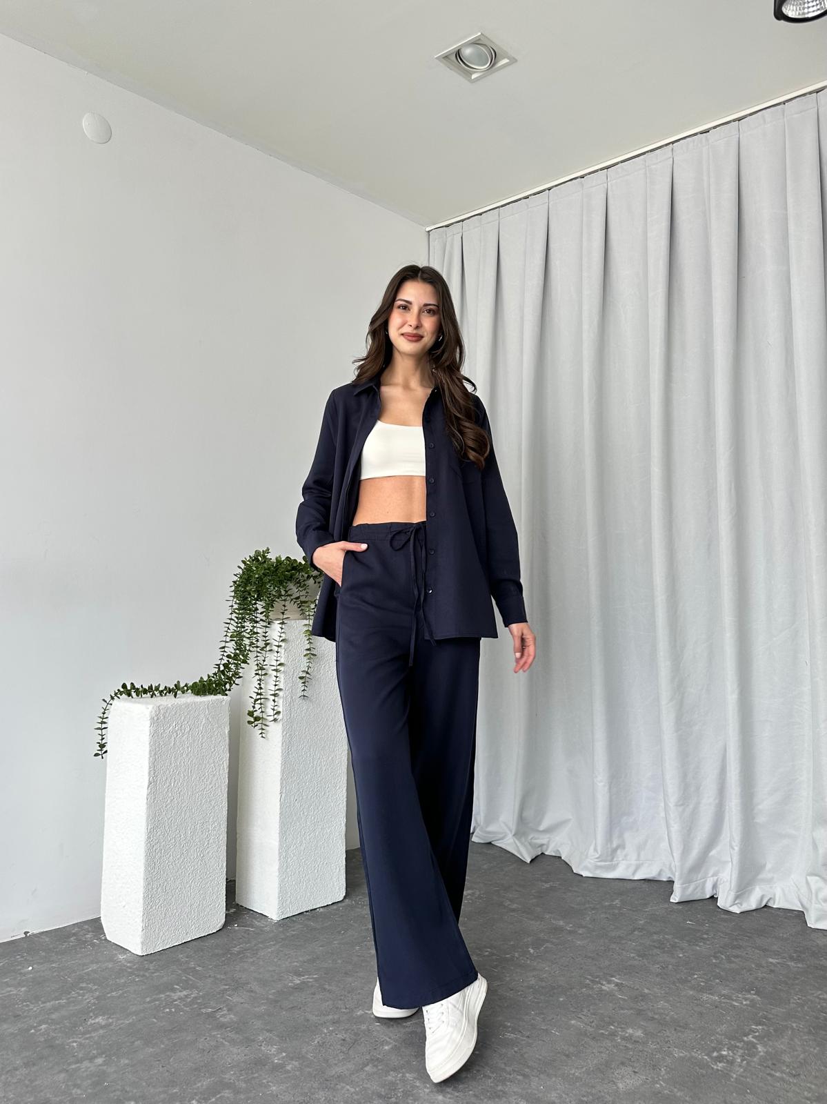 Kadın Emma Lacivert Gömlek Takım - Görsel 4